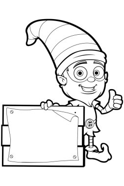 Siyah beyaz eski Elf karakter