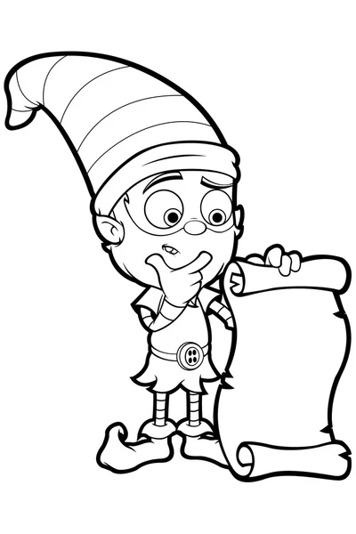Velho Elfo personagem em preto e branco —  Vetores de Stock