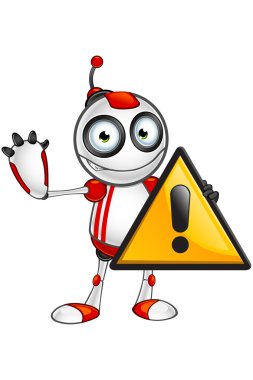 Kırmızı ve beyaz Robot - Stop tehlike