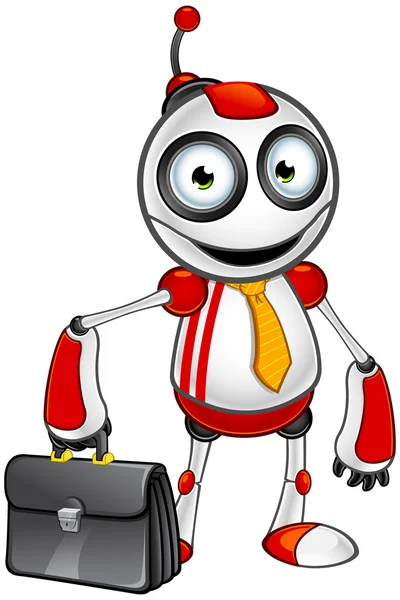 Robot rojo y blanco - Negocio — Vector de stock