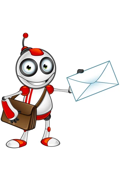 Red And White Robot - Mail Delivery — Stock Vector