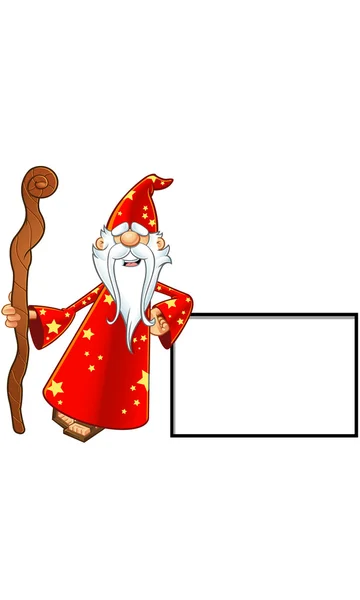 Red Old Wizard Character — Stock Vector