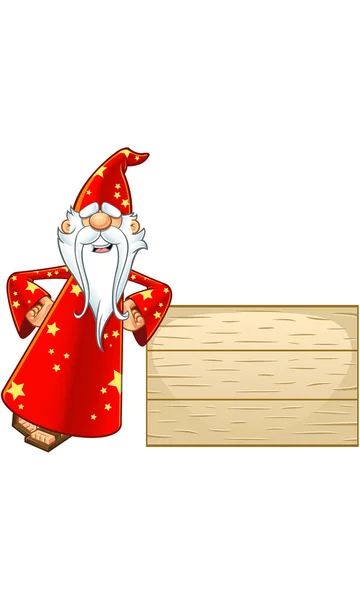 Red Old Wizard Character — Stock Vector