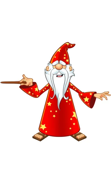 Red Old Wizard Character — Stock Vector