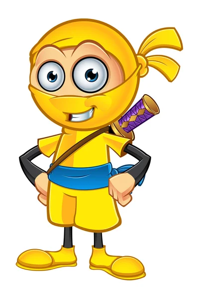 Sarı Ninja karakter — Stok Vektör