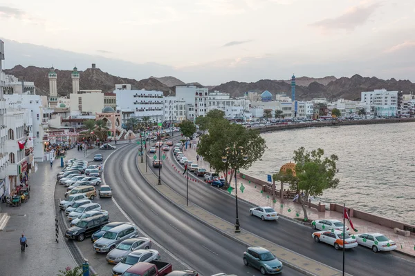 Corniche Muttrah alacakaranlıkta, Muscat, Umman — Stok fotoğraf