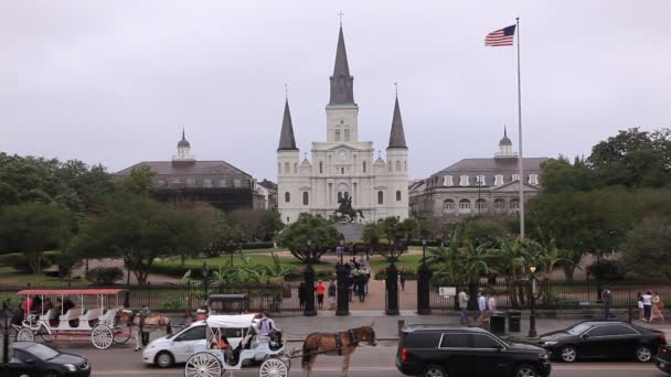 Catedral Basílica de San Luis en la ciudad de Nueva Orleans — Vídeo de stock