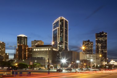 Fort Worth downtown at night. Texas, USA clipart