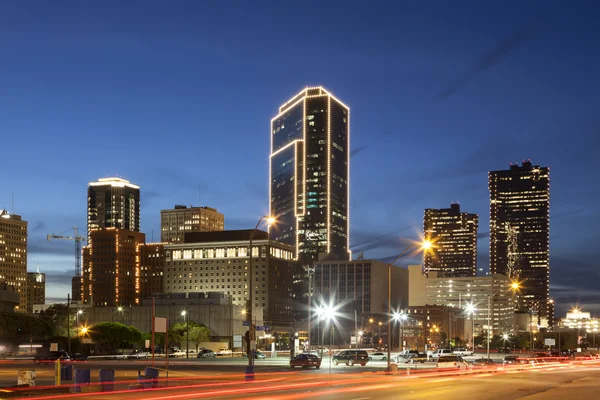 Fort Worth en el centro por la noche. Texas, Estados Unidos — Foto de Stock