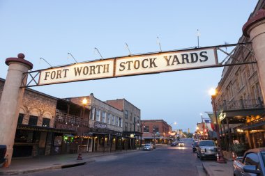 Fort Worth Stockyards at night. Texas, USA clipart