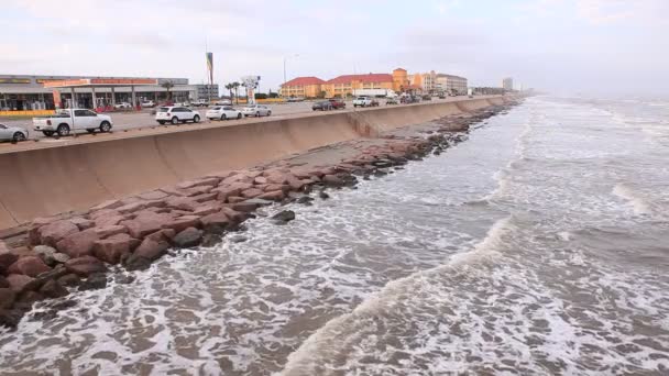 Берег Мексиканского залива в Галвестоне — стоковое видео