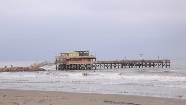 Vissen op Pier in Galveston Island, Texas — Stockvideo