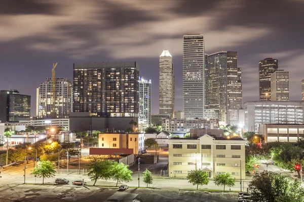 Houston Downtown 's nachts — Stockfoto