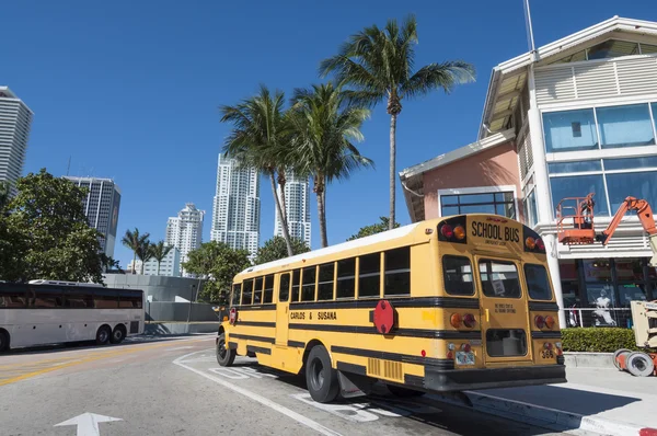 Sárga iskolabusz, miami, florida, Amerikai Egyesült Államok — Stock Fotó