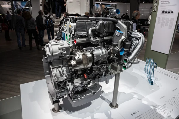 Mercedes Benz natural gas motor M 936 G at the 65th IAA Commercial Vehicles 2014 in Hannover, Germany — Stock Photo, Image