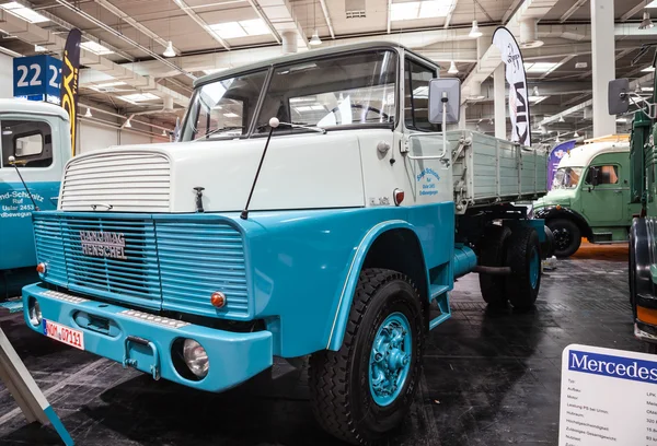 Historic HANOMAG HENSCHEL truck H 161 from 1971 at the 65th IAA Commercial Vehicles Fair 2014 in Hannover, Germany — Stock Photo, Image