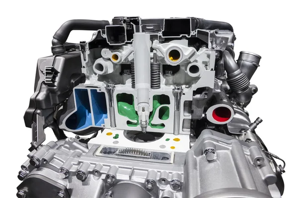 現代の天然ガス自動車エンジン シリンダー ヘッド断面 — ストック写真