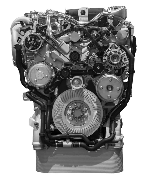 Modern turbo diesel truck engine isolated on white background — Stock Photo, Image