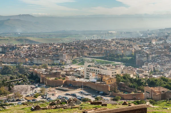 查看旧的摩洛哥非斯市非洲上空 — 图库照片