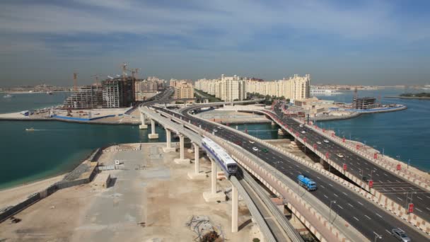 Palm Jumeirah snelweg, Dubai — Stockvideo