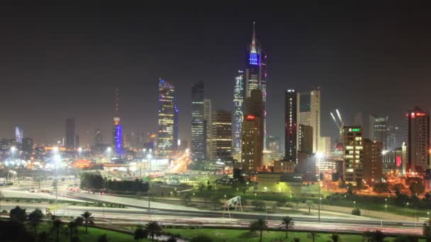 Kuwait-Stadt bei Nacht — Stockvideo
