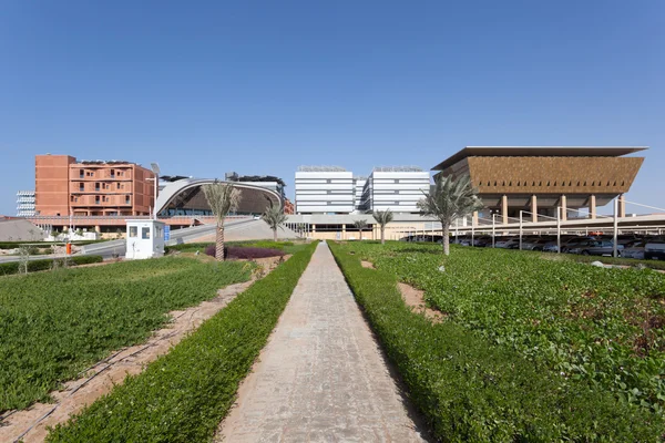 ABU DHABI - DEC 23: Vista del Instituto Masdar de Ciencia y Tecnología, Abu Dhabi. 23 de diciembre de 2014 en Abu Dhabi, Emiratos Árabes Unidos — Foto de Stock