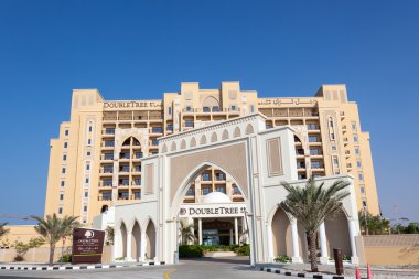 RAS Al KHAIMAH, UAE - DEC 17: The luxury DoubleTree by Hilton Hotel Resort and Spa Marjan Island. December 17, 2014 in Ras Al Khaimah, UAE clipart