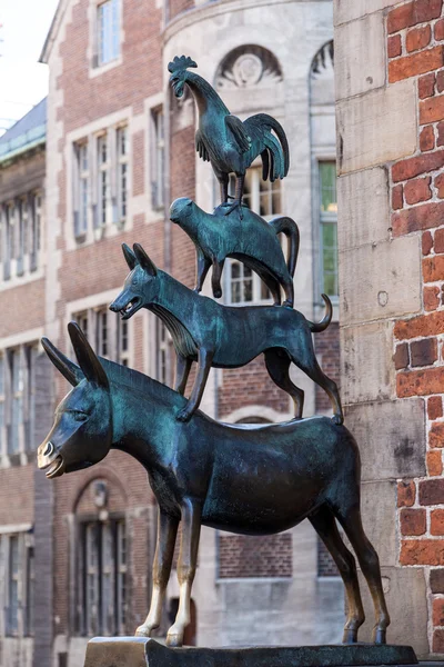 Bremen şehir müzisyenler heykel Bremen, Almanya — Stok fotoğraf