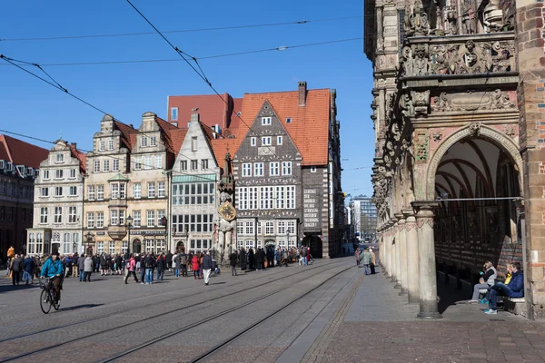 BREMEN, GERMANY - APR 5: Main square in the old town of Bremen. April 5, 2014 in Bremen, Germany — Stock Photo, Image