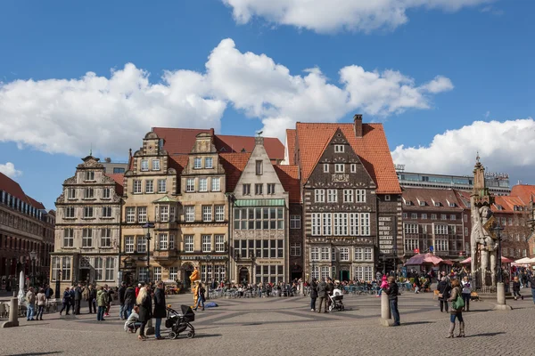 Bremen, Almanya - Nisan 5: Main square, Bremen eski şehir. 5 Nisan 2014 Bremen, Almanya — Stok fotoğraf