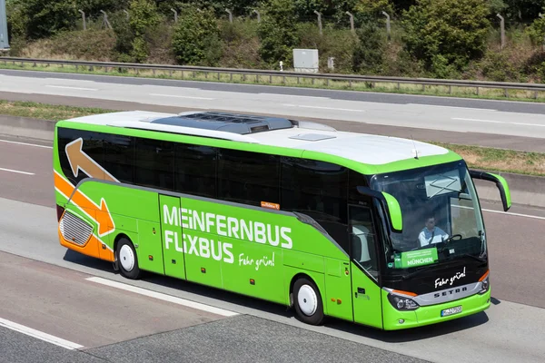 Intercity bus Meinfernbus Flixbus on the highway — Zdjęcie stockowe