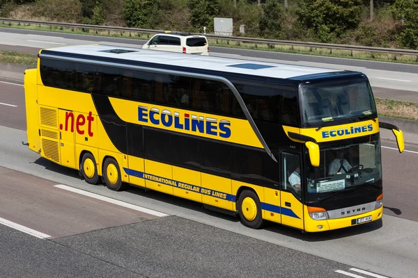 Intercity bus Ecolines on the highway — Stock Photo, Image