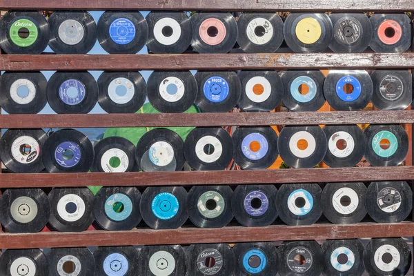 Fence build of old records — Stock Photo, Image