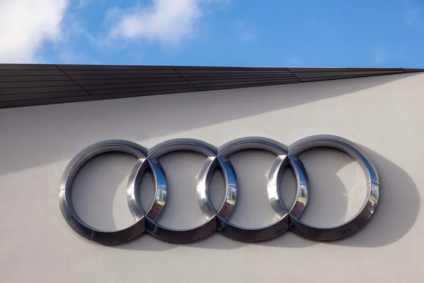 Audi logo at the IAA 2015 — 스톡 사진