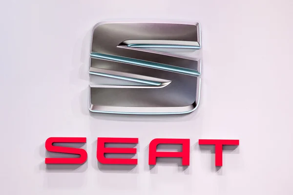 SEAT company logo at the IAA 2015 — Stok fotoğraf