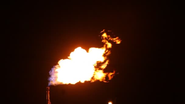 Gas flare op het olieveld — Stockvideo