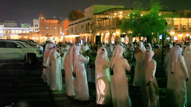 Traditional bedouin dance in Doha, Qatar — Stock Video