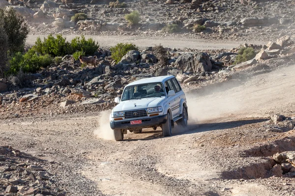 Guida turistica con la sua auto fuoristrada in Oman — Foto Stock