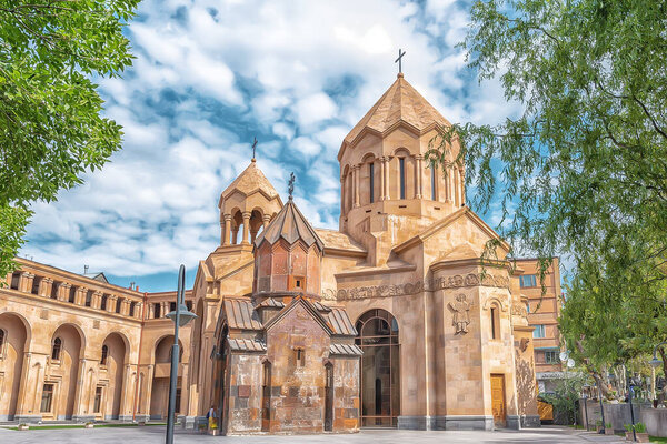 Yerevan, Armenia - September 26, 2019: Katoghike Holy Mother of God Church, is a small medieval church in the Kentron District of Yerevan, the capital of Armenia
