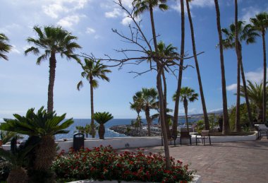 Tenerife kıyısındaki sahil manzarası.