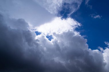 Bulutlu ve güneşli mavi gökyüzü