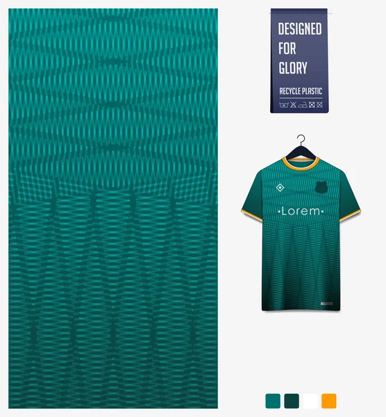 Stoffmuster Design Geometrisches Muster Auf Grünem Hintergrund Für Fußballtrikot Fußballset — Stockvektor