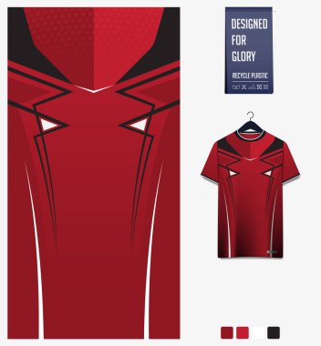 Spor tişörtü için kumaş tekstil tasarımı, futbol forması, futbol takımı, e-spor gömlek, bisiklet, basketbol, yarış, beyzbol, spor üniforması. Süblimleşme baskısı için futbol forması deseni. Spor Vektörü İllüstrasyonu