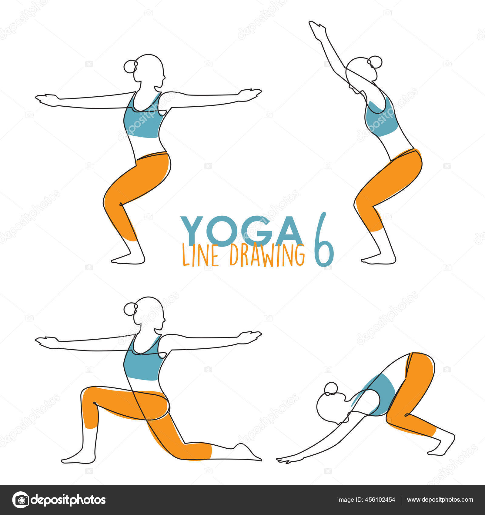 Continuous Line Drawing Woman Yoga Pose Asana Posture Female