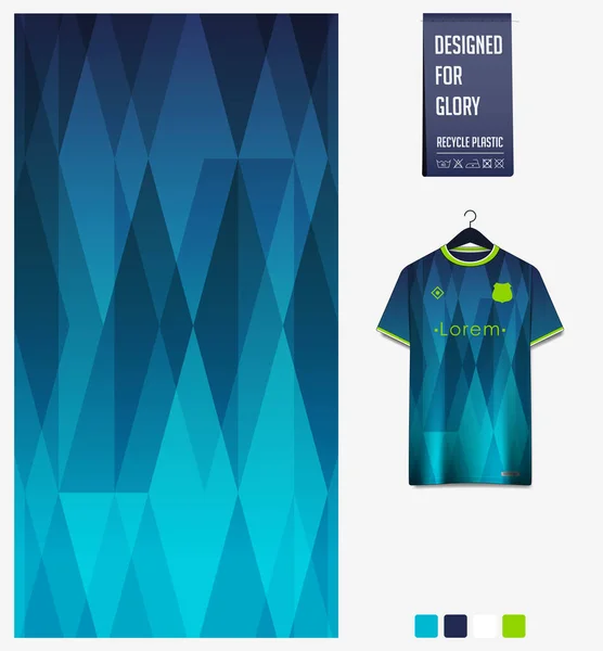 Diseño Patrón Camiseta Fútbol Patrón Geométrico Sobre Fondo Abstracto Azul — Vector de stock
