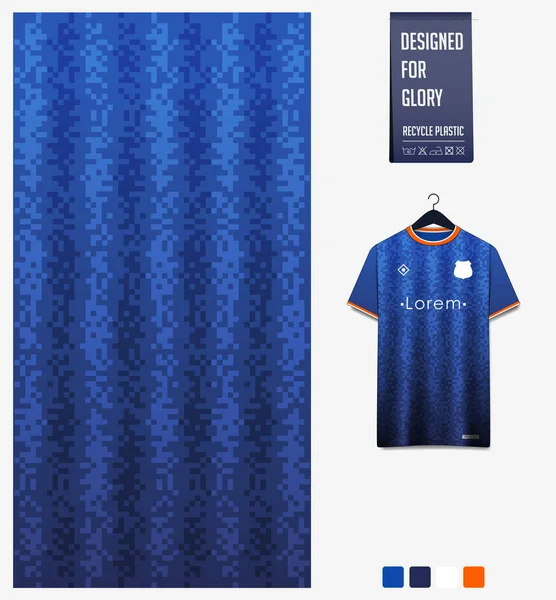 Trikotmuster Fußballstil Geometrisches Muster Auf Blauem Abstrakten Hintergrund Für Fußball — Stockvektor