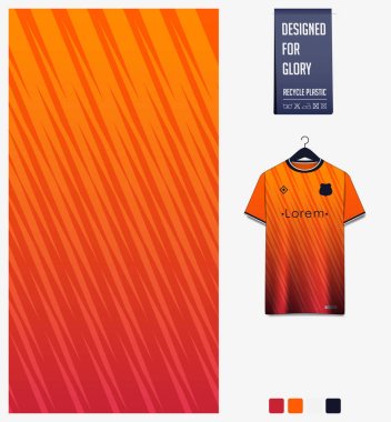 Soccer jersey pattern design. Abstract pattern on orange background for soccer kit, football kit, bicycle, e-sport, basketball, t-shirt mockup template. Fabric pattern. Sport background. Vector Illustration. clipart