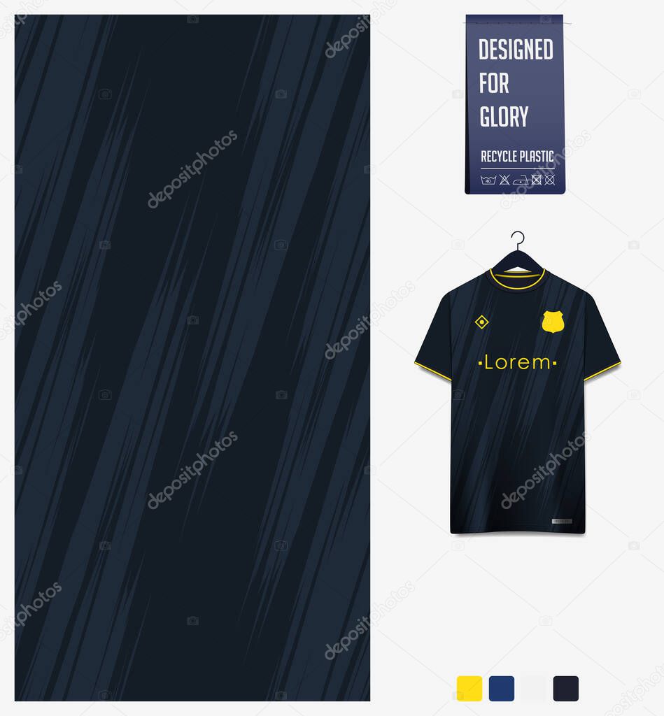 Soccer jersey pattern design. Abstract pattern on black background for soccer kit, football kit, bicycle, e-sport, basketball, t-shirt mockup template. Fabric pattern. Sport background. Vector Illustration.