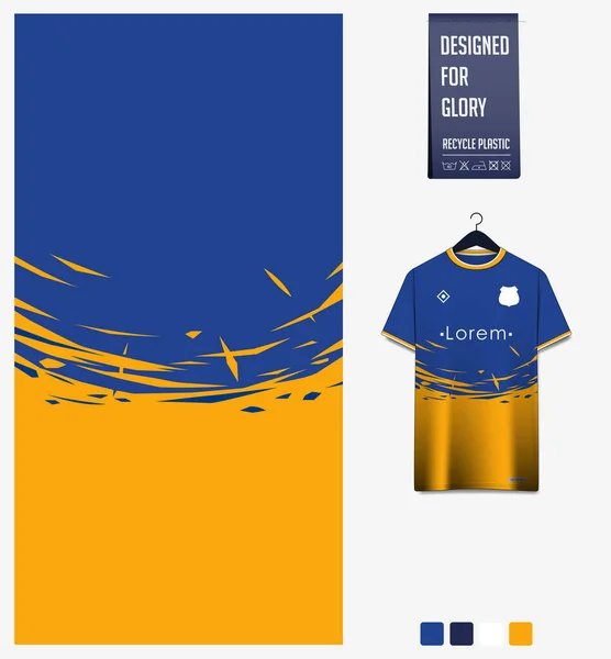 Diseño Patrón Camiseta Fútbol Patrón Abstracto Sobre Fondo Azul Amarillo — Vector de stock