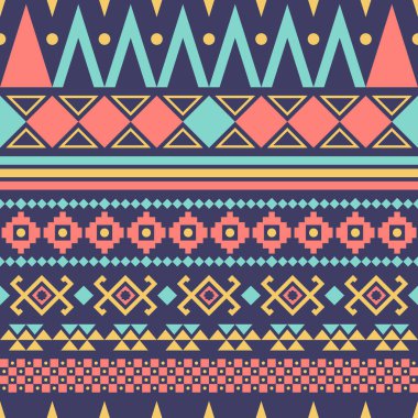 Geometrik etnik oryantal ikat ya da kabilenin kusursuz deseni. Kabile nakışı için kumaş deseni tasarımı. Hintli, İskandinav, Çingene, Meksikalı, Asyalı, Kızılderili, Navajo. Doku Vektörü illüstrasyonu.